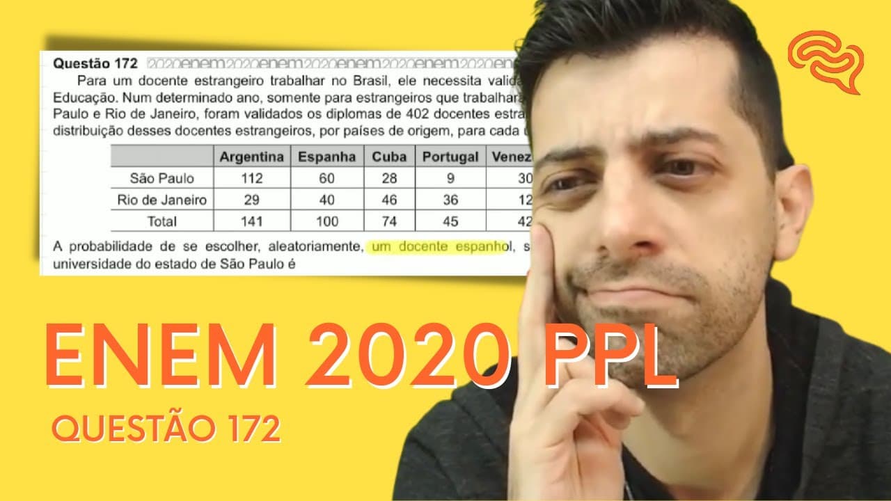 Thumbnail: ENEM 2020 PPL - Q172 - Para um docente estrangeiro trabalhar no Brasil, ele necessita validar o seu
