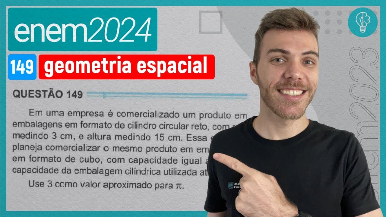 Thumbnail: Em uma empresa é comercializado um produto em embalagens em formato de cilindro - GEOMETRIA ESPACIAL