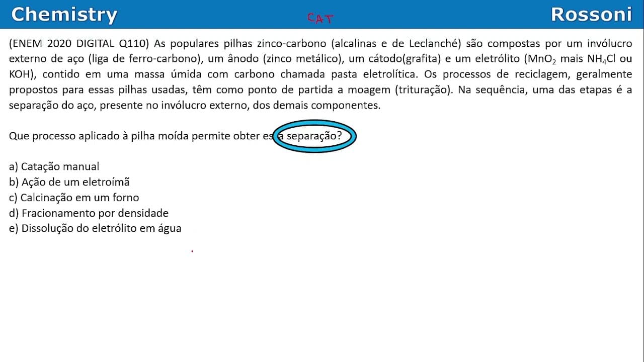 Thumbnail: ENEM 2020 Digital - Q110 Amarela - Separação de misturas