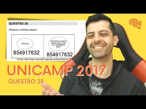 Thumbnail da aula: UNICAMP 2017 - Q28 - Observe a tirinha  Na lingua portuguesa, a ordem