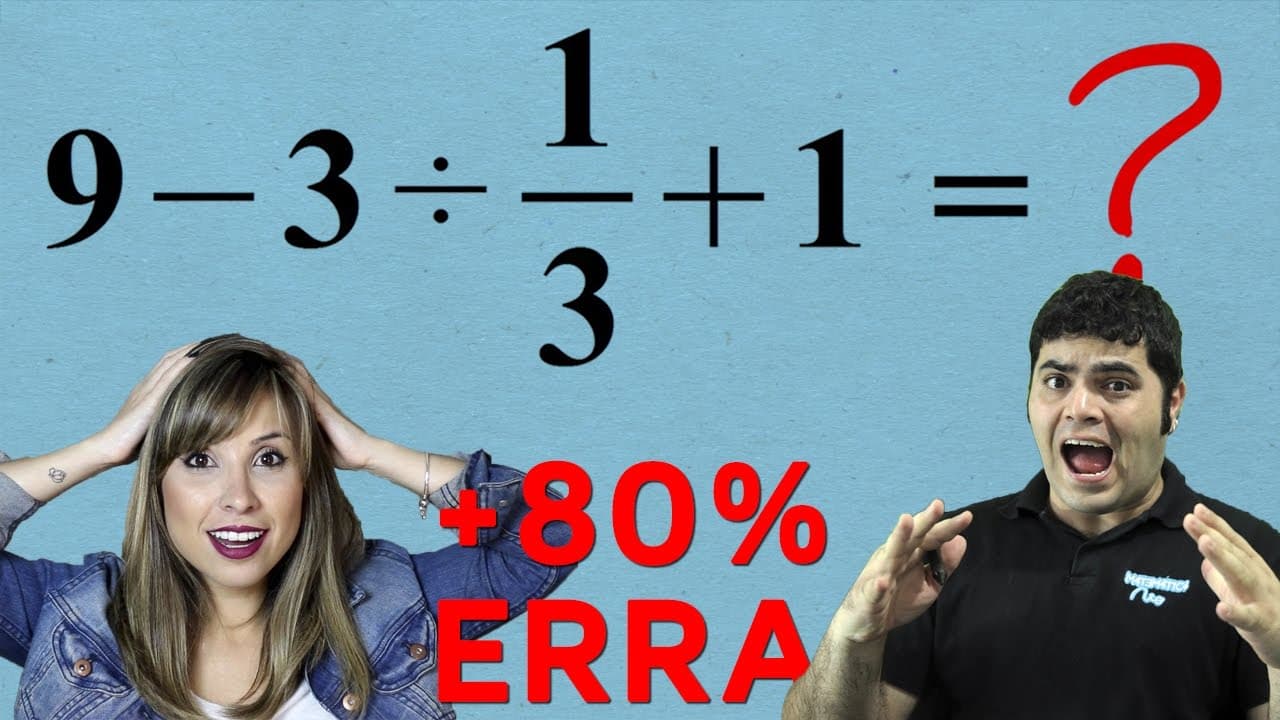 Thumbnail: 9 - 3 ÷ 1/3 + 1 = ? - Você Consegue Resolver o Problema Viral do Japão? ft. Carina Fragozo