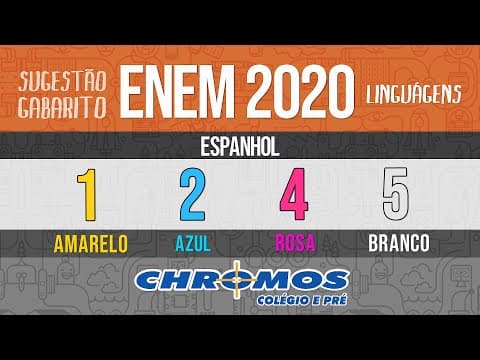 Thumbnail da aula: Gabarito ENEM 2020 CHROMOS - Prova Amarela: Questão 01 | Espanhol