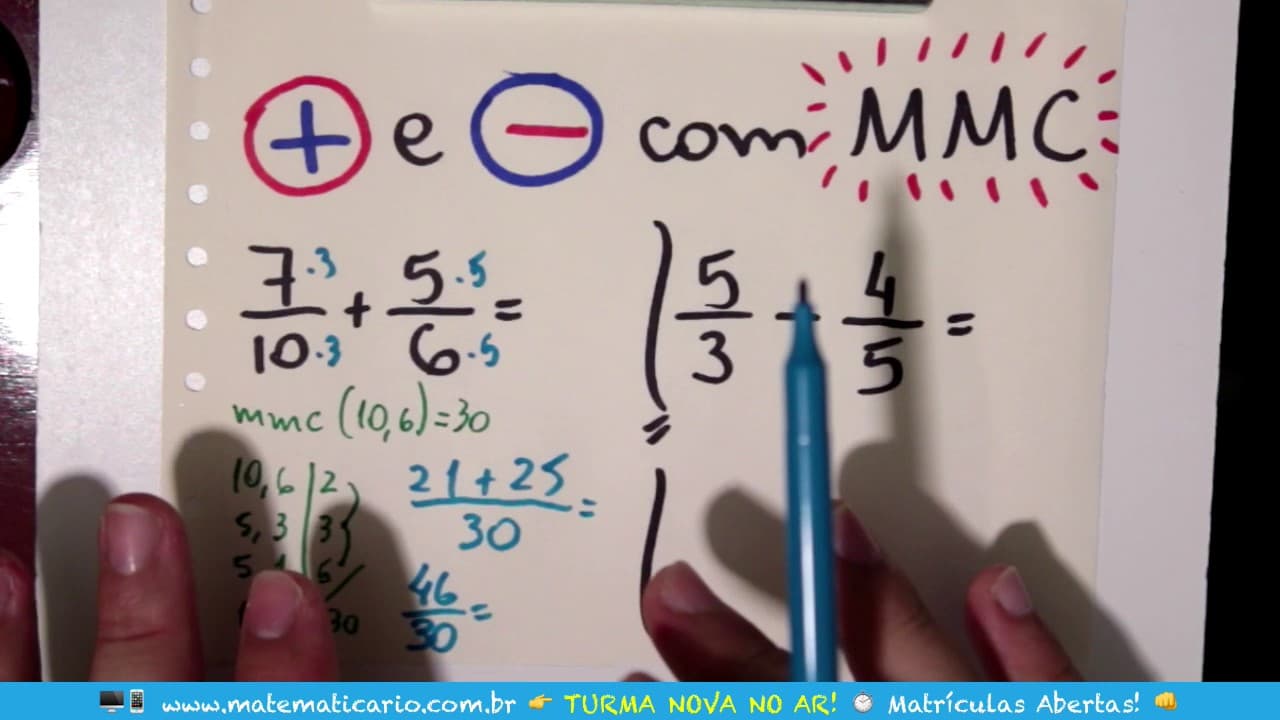 Thumbnail: ⏱ ADIÇÃO E SUBTRAÇÃO DE FRAÇÕES COM MMC 👉 Minuto Matemática