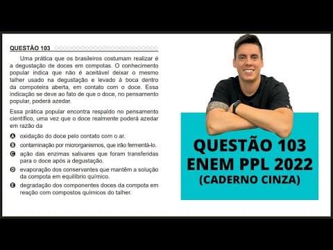 Thumbnail da aula: BIOLOGIA ENEM PPL 2022! "Uma prática que os brasileiros costumam realizar é a degustação..."