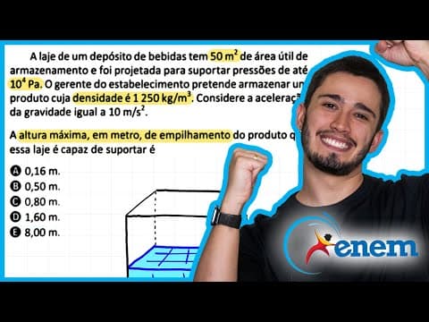 Thumbnail da aula: ENEM 2025 - A laje de um depósito de bebidas tem 50 m² de área útil de armazenamento e foi projetada