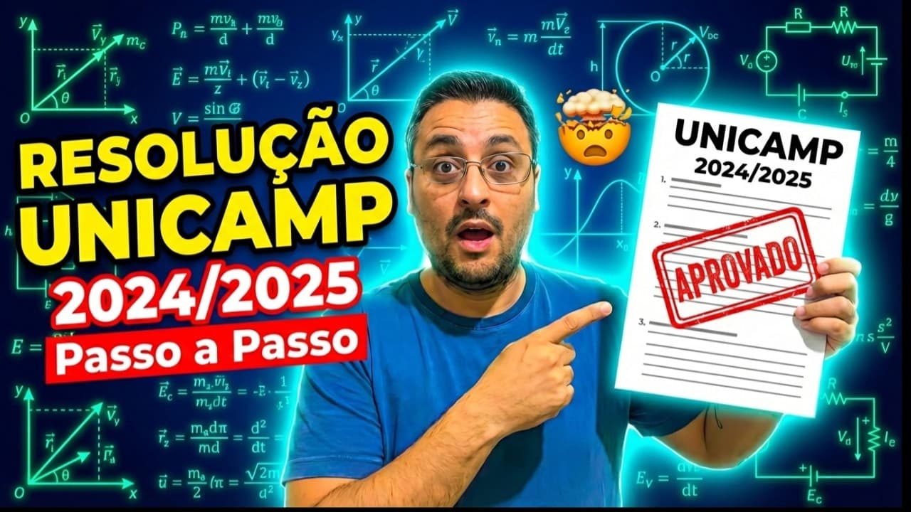 Thumbnail: Prova de Física da UNICAMP 2024/2025 resolvida