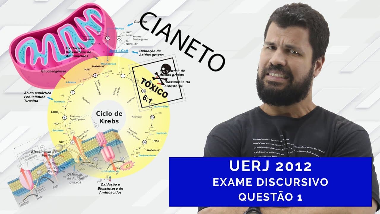 Thumbnail: MÓDULO: BIOQUÍMICA - RESPIRAÇÃO AERÓBICA - RESOLUÇÃO DE QUESTÃO DISCURSIVA - UERJ 2012 - QUESTÃO 1