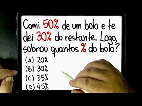 Thumbnail da aula: 🔥 Jeito INCRÍVEL de resolver essa PORCENTAGEM LÓGICA BUGANTE! Todo mundo erra! 😱