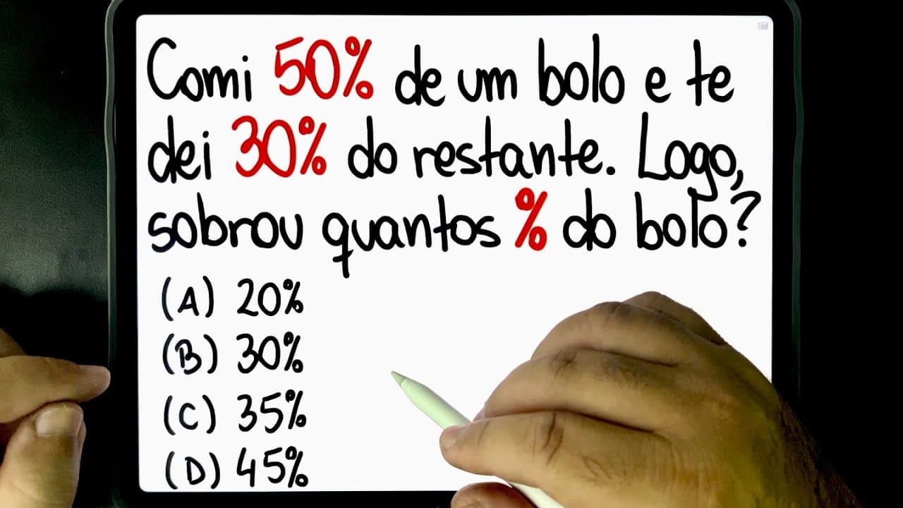Thumbnail: 🔥 Jeito INCRÍVEL de resolver essa PORCENTAGEM LÓGICA BUGANTE! Todo mundo erra! 😱