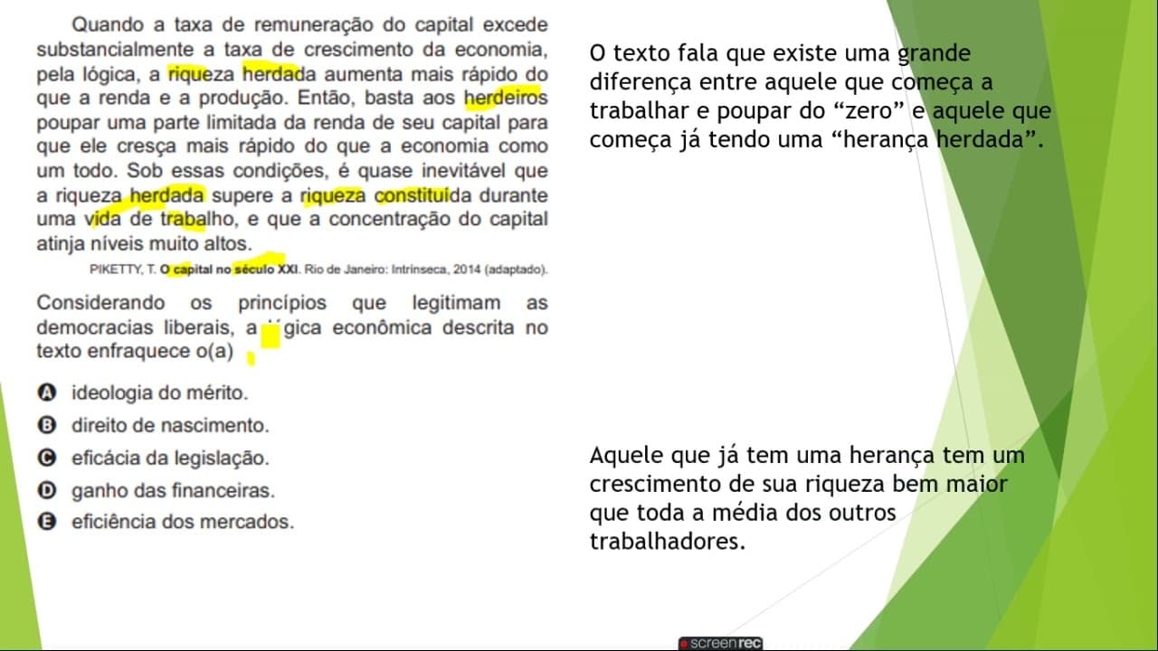 Thumbnail: Resolução HUMANAS ENEM 2021 - Quando a taxa de remuneração do capital