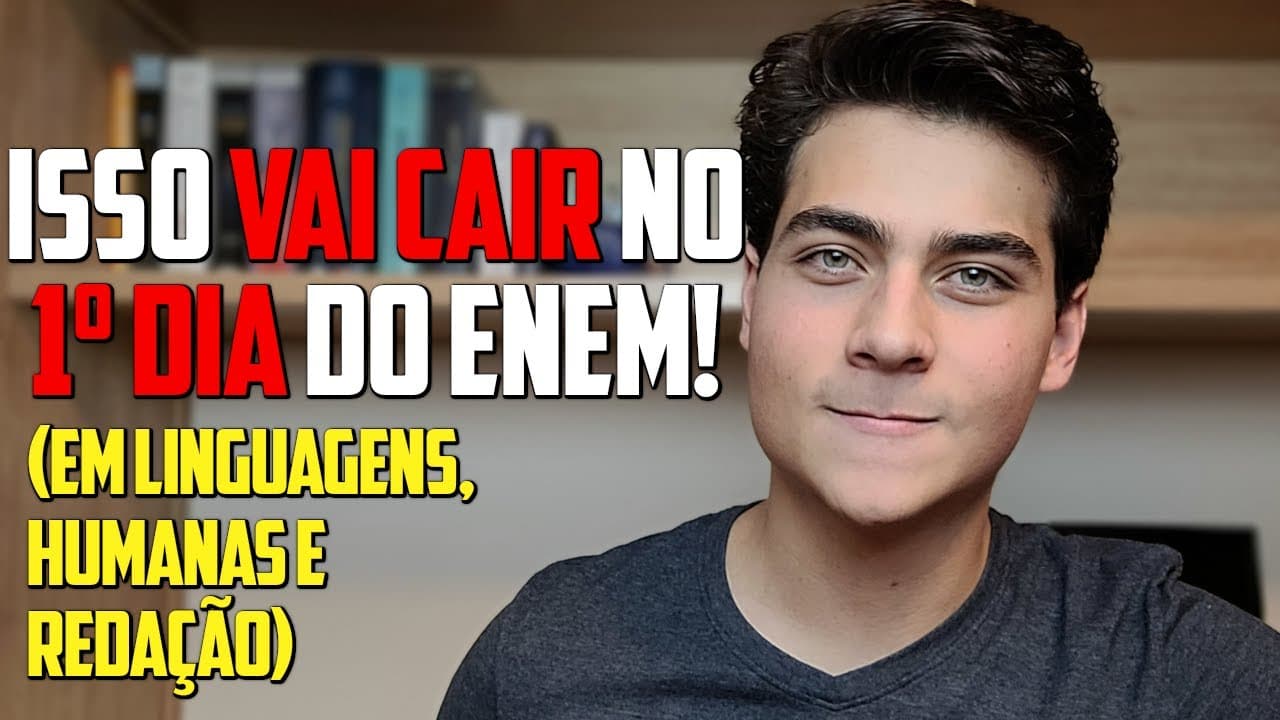 Thumbnail: TOP 5 CONTEÚDOS que MAIS CAEM em cada área no 1º DIA do Enem (Humanas, Linguagens e Redação)