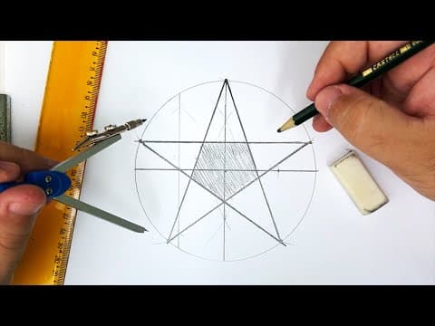 Thumbnail da aula: Como fazer um PENTAGRAMA ou ESTRELA DE 5 PONTAS com régua e compasso? Desenho Geométrico