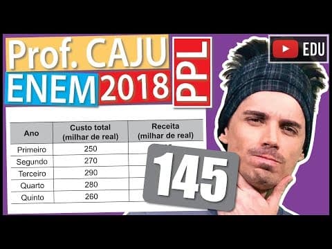 Thumbnail da aula: [ENEM 2018 PPL] 145 📓 MÉDIA ARITMÉTICA Dois amigos abriram um restaurante. No primeiro ano, o custo