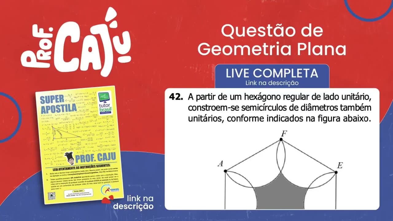 Thumbnail: [UFRGS 2018] 42 📘 GEOMETRIA PLANA A partir de um hexágono regular de lado unitário, constroem-se
