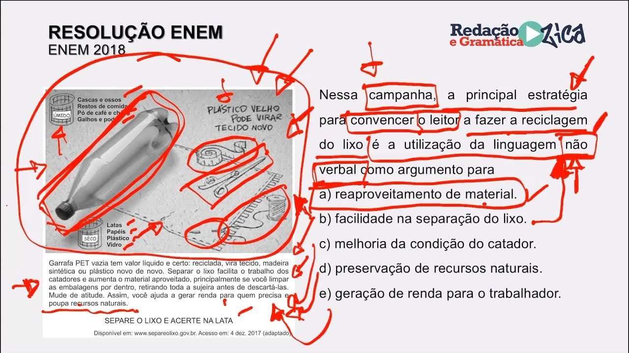 Thumbnail: ENEM: RESOLUÇÃO DA PROVA - INTERPRETAÇÃO E COMPREENSÃO DE TEXTOS - Profa. Pamba