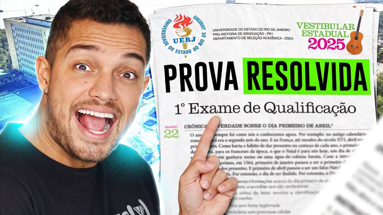 Thumbnail: EXAME DE QUALIFICAÇÃO UERJ 2025 | RESOLUÇÃO E O QUE MAIS CAI!
