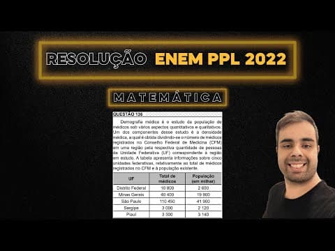 Thumbnail da aula: ENEM PPL 2022 Demografia médica é o estudo da população de médicos sob vários aspectos quantitativos
