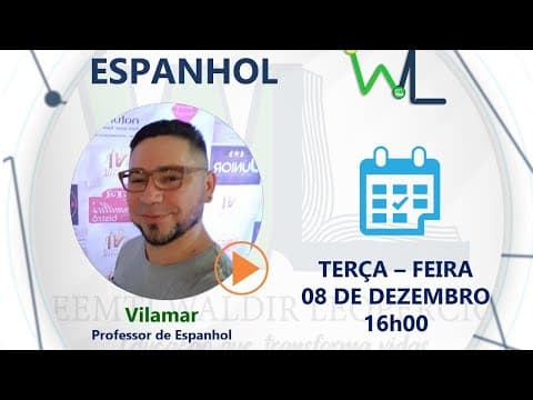 Thumbnail da aula: RESOLUÇÃO QUESTÕES ENEM LÍNGUA ESTRANGEIRA ESPANHOL| RUMO À UNIVERSIDADE | Prof. Vilamar Carvalho