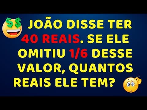 Thumbnail da aula: 🤔 MAIS FÁCIL QUE VOCÊ IMAGINA!!! PROBLEMA COM FRAÇÃO!!!