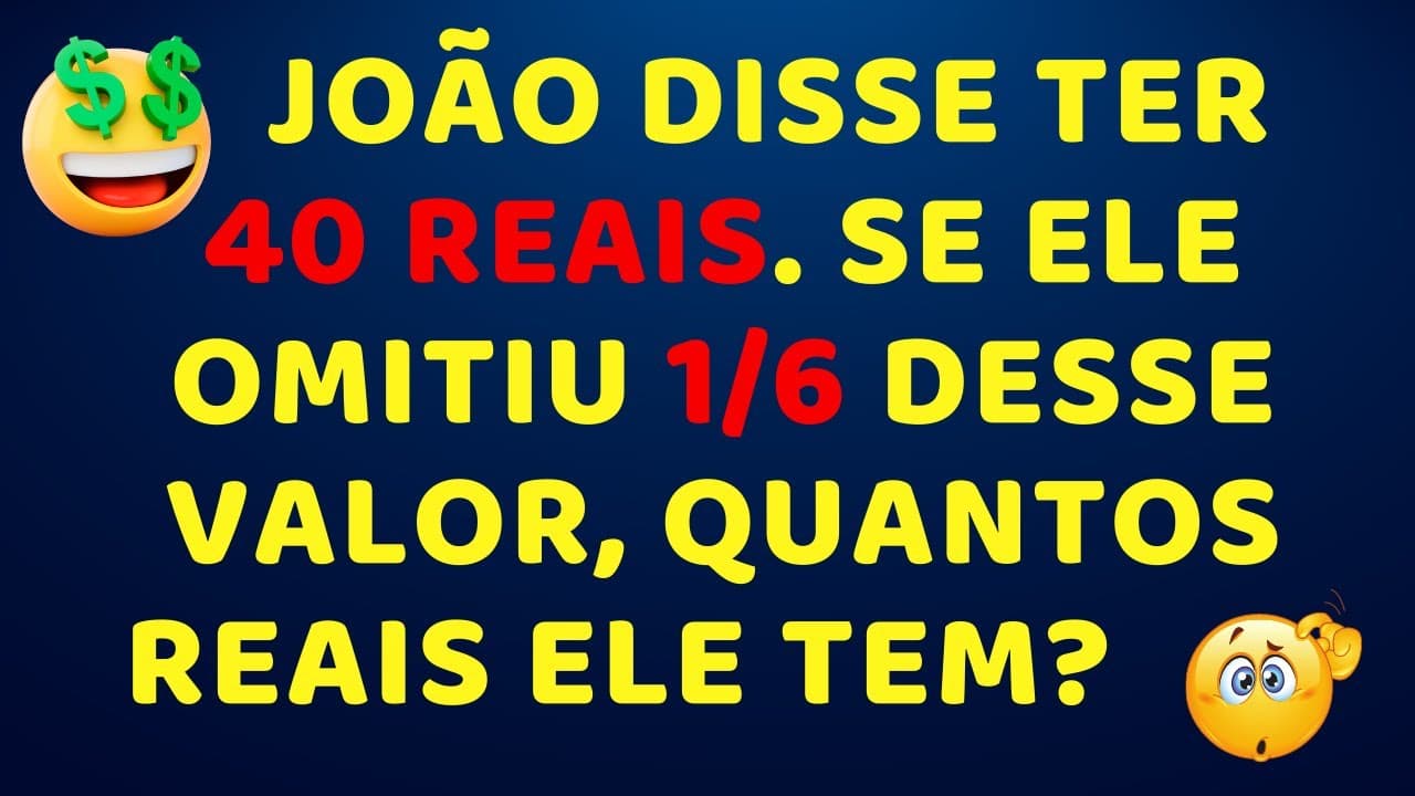 Thumbnail: 🤔 MAIS FÁCIL QUE VOCÊ IMAGINA!!! PROBLEMA COM FRAÇÃO!!!