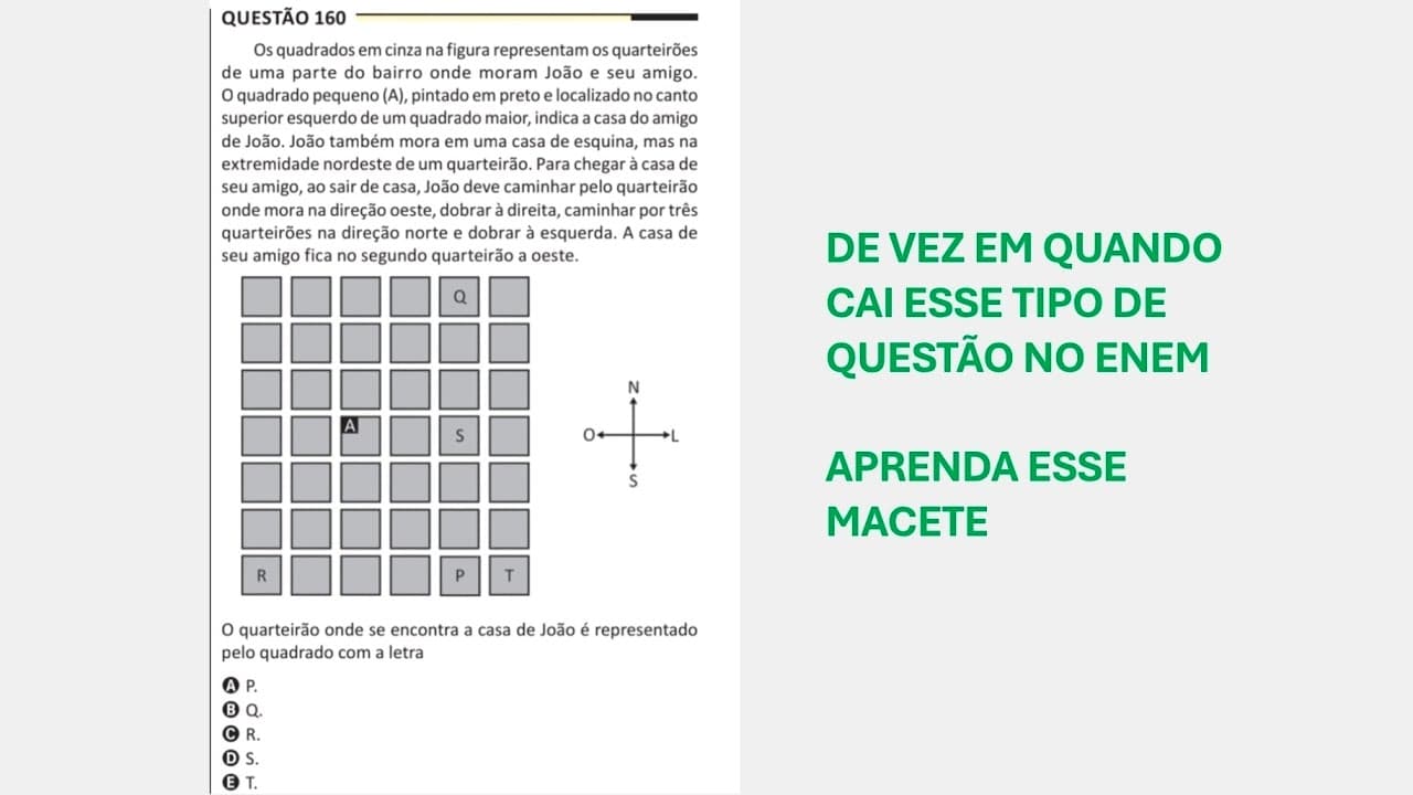 Thumbnail: ENEM 2025 - Matemática - Questão 160 (Caderno Amarelo) - Os quadrados em cinza na figura representam