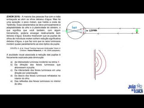 Thumbnail da aula: ENEM 2019 - Ótica - A maioria das pessoas fica com a visão embaçada ao abrir os olhos debaixo d’água