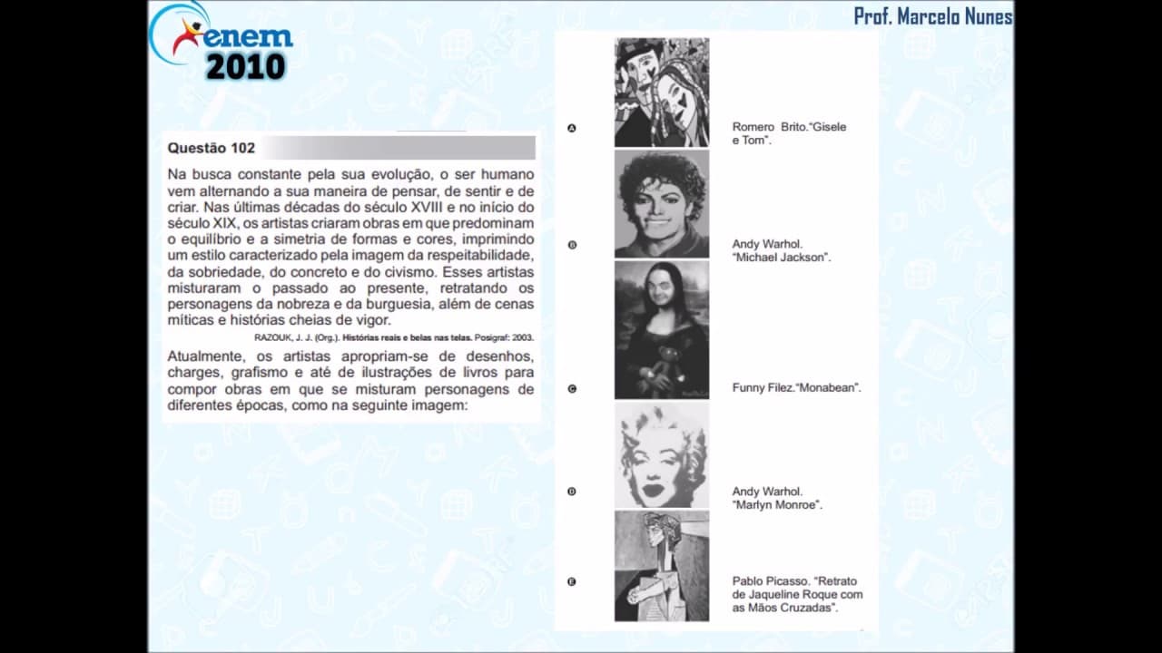 Thumbnail: Enem 2010: artes plásticas.