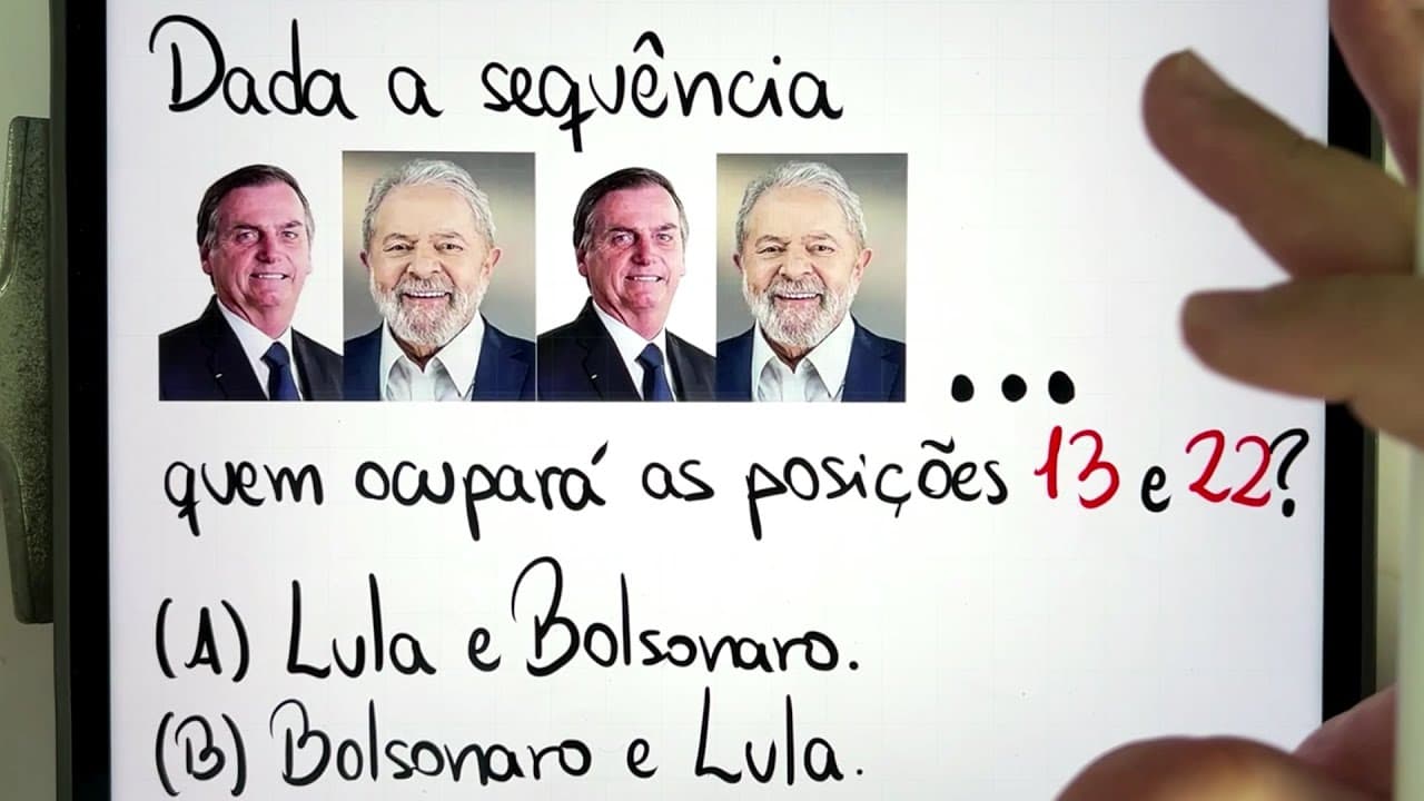 Thumbnail: 😱 LULA 22 e BOLSONARO 13? Você consegue resolver essa SEQUÊNCIA LÓGICA? Quem vai ser o PRESIDENTE?