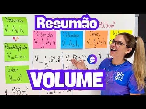 Thumbnail da aula: VOLUME DE SÓLIDOS GEOMÉTRICOS - Prisma, Paralelepípedo, Cubo, Pirâmide, Cilindro e Esfera
