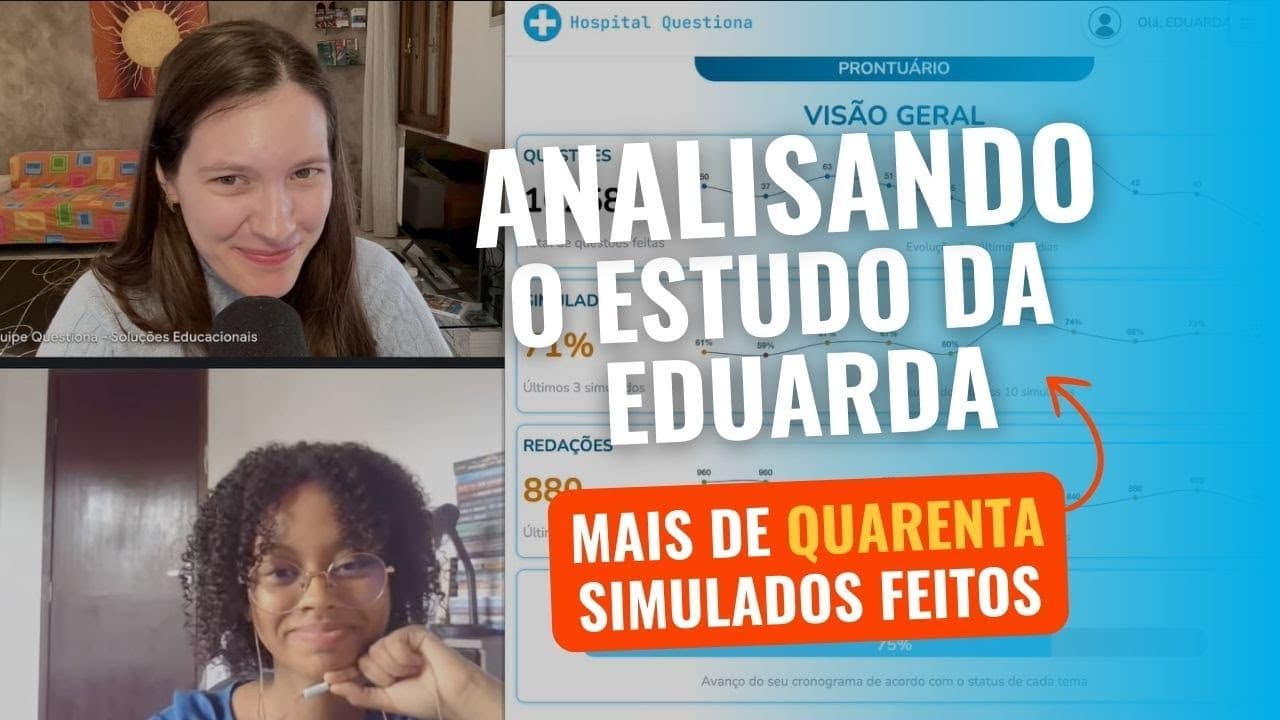 Thumbnail: Mais de 40 SIMULADOS para o ENEM feitos | Analisando o estudo da Eduarda 🚀