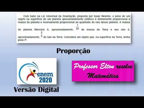Thumbnail da aula: ENEM 2020 - Versão Digital - Proporção - Com base na lei Universal da Gravitação, proposta por Isaac