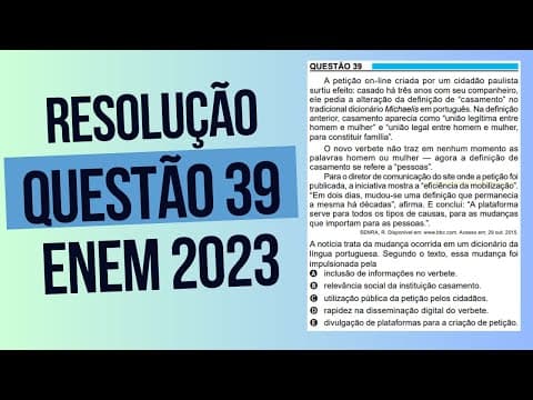 Thumbnail da aula: Resolução questão 39 (PROVA AZUL) | Linguagens ENEM 2023