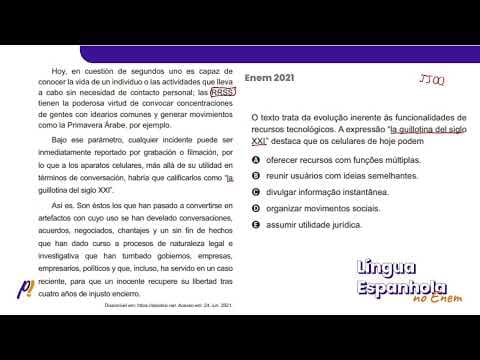 Thumbnail da aula: ENEM 2021 - ASPECTOS INTERPRETATIVOS | Hoy, en cuestión de segundos uno es capaz de conocer...