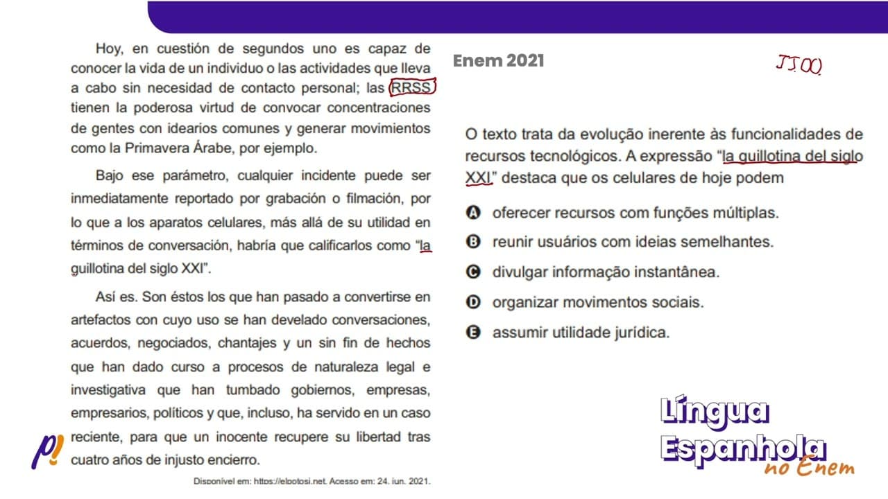 Thumbnail: ENEM 2021 - ASPECTOS INTERPRETATIVOS | Hoy, en cuestión de segundos uno es capaz de conocer...