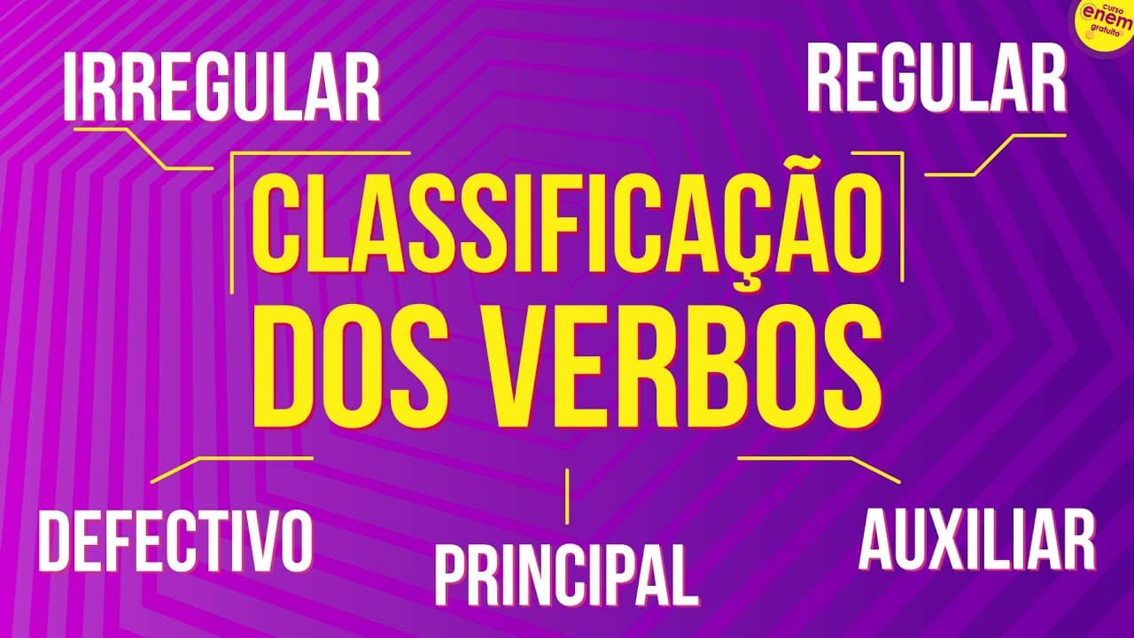 Thumbnail: 5 TIPOS DE CLASSIFICAÇÃO DE VERBOS QUE VOCÊ PRECISA ESTUDAR | Resumo de Gramática para o Enem