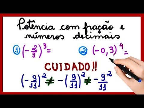 Thumbnail da aula: POTÊNCIA COM FRAÇÃO E DECIMAIS!!! Potência com números racionais!!