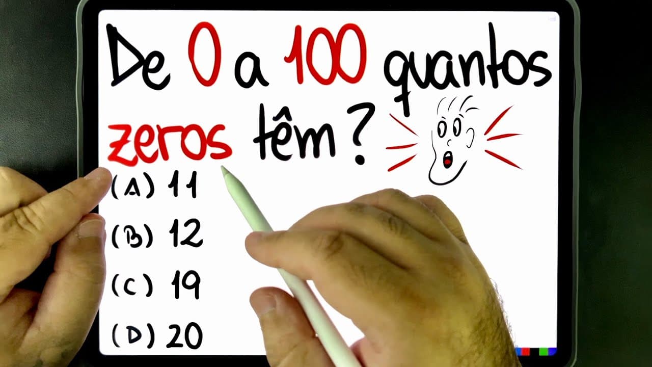 Thumbnail: 🔥 De 0 a 100, quantos ZEROS têm? 🤯 Você consegue resolver esse PROBLEMA DE RACIOCÍNIO LÓGICO?