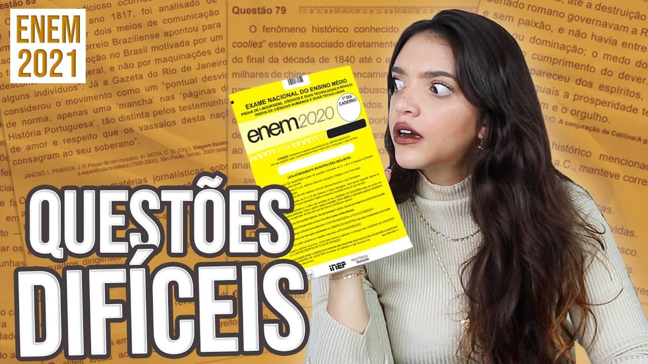 Thumbnail: 😱EXPLICANDO AS QUESTÕES MAIS DIFÍCEIS DO ENEM 2020! (Débora Aladim)