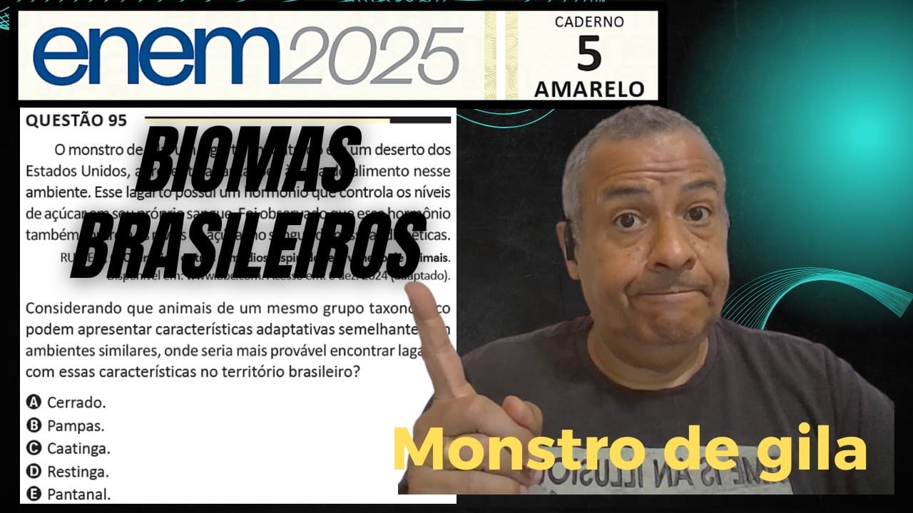 Thumbnail: ENEM 2025 AMARELA Q.95_O monstro de gila, um lagarto encontrado em um deserto dos Estados Unidos,