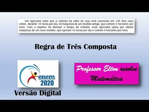 Thumbnail da aula: ENEM 2020 - Versão Digital - Regra de três composta - Um agricultor sabe que a colheita da safra de