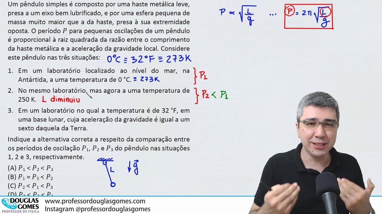 Thumbnail: Fuvest 2020 | Lançamento horizontal e Pêndulo Simples | Correção/Resolução comentada