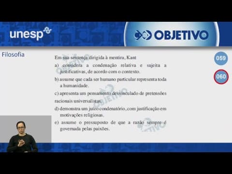 Thumbnail da aula: Objetivo Oficial - Resolução Comentada - Filosofia/Sociologia - UNESP 1ª Fase