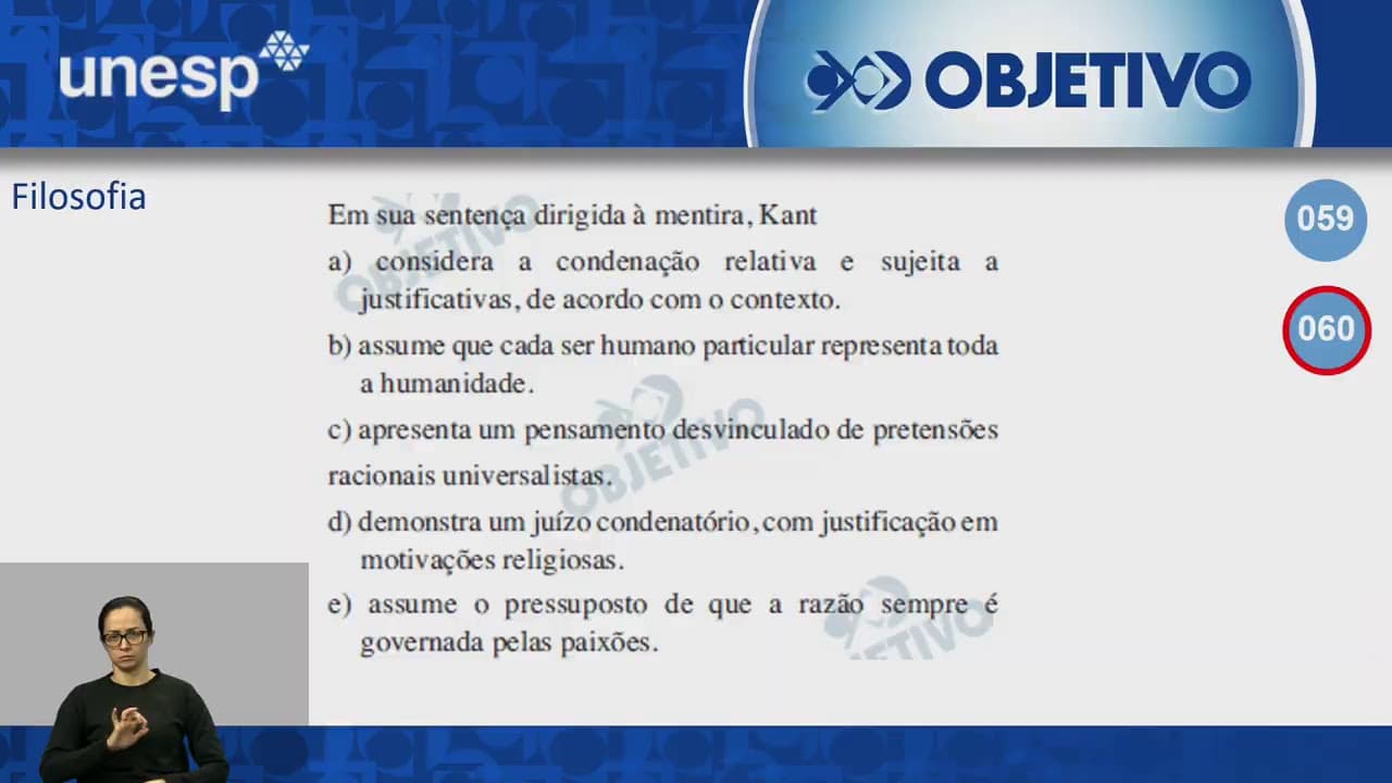 Thumbnail: Objetivo Oficial - Resolução Comentada - Filosofia/Sociologia - UNESP 1ª Fase