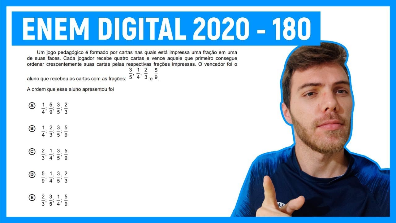 Thumbnail: 🛑 FRAÇÕES - Questão 180  Enem DIGITAL 2020 -  Um jogo pedagógico é formado por cartas nas quais