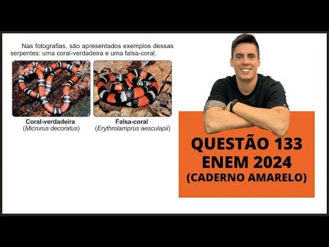 Thumbnail da aula: BIOLOGIA ENEM 2024! "O Cerrado e a Amazônia abrigam grande número de serpentes popularmente..."