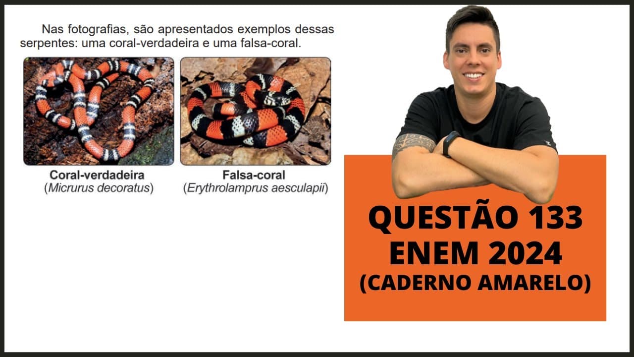 Thumbnail: BIOLOGIA ENEM 2024! "O Cerrado e a Amazônia abrigam grande número de serpentes popularmente..."