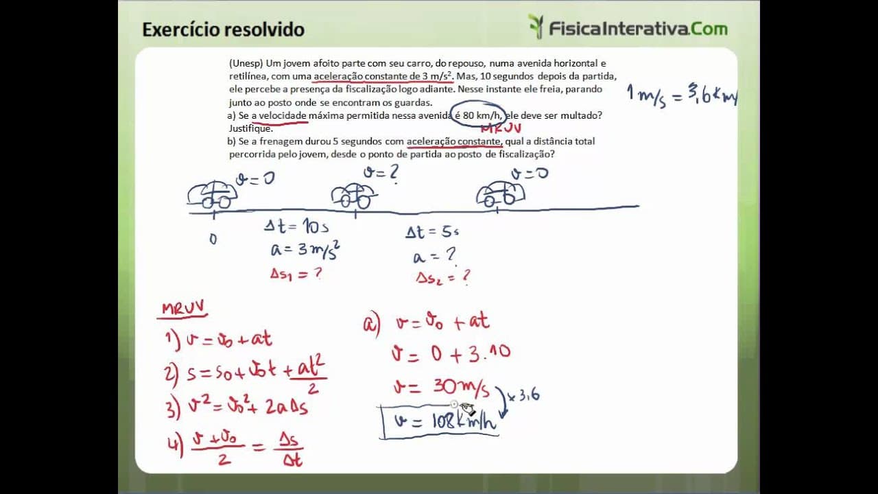 Thumbnail: Exercício resolvido - MRUV