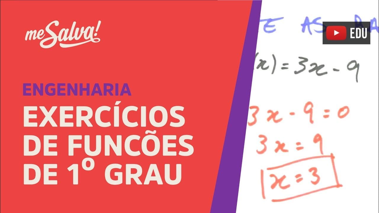 Thumbnail: Me Salva! PRC08 - Exercícios funções de primeiro grau