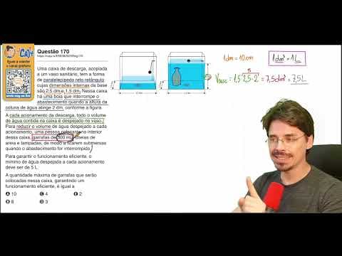 Thumbnail da aula: [ENEM 2025] 170 📘 GEOMETRIA ESPACIAL Uma caixa de descarga, acoplada a um vaso sanitário, tem a