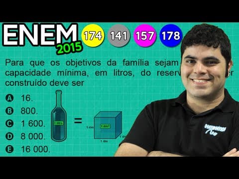 Thumbnail da aula: ENEM 2015 Matemática #43 - Conversão de Metros Cúbicos para Litros (com pegadinha)